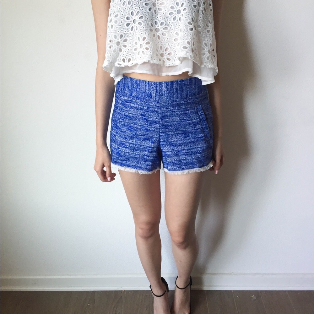 Blue fantasy tweed shorts